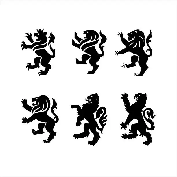 Vector illustration of Heraldry lions