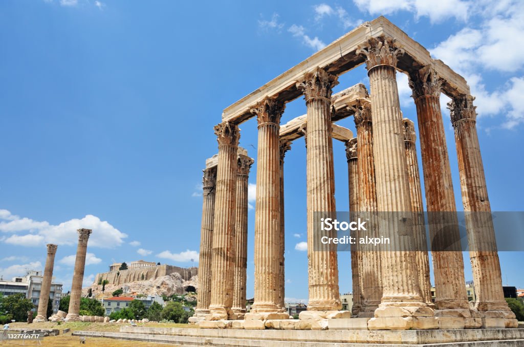 Temple of Olympian Zeus The Temple of Olympian Zeus, Athens, Greece Temple Of Olympian Zeus - Athens Stock Photo