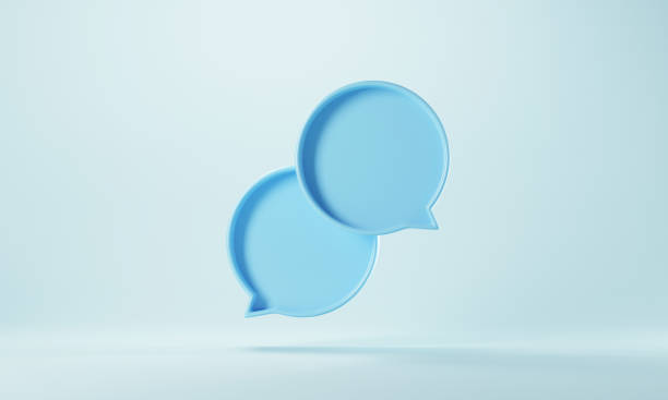 Two bubble talk or comment sign symbol on blue background.