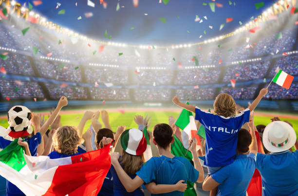 istock Italy football team supporter on stadium. 1327770487