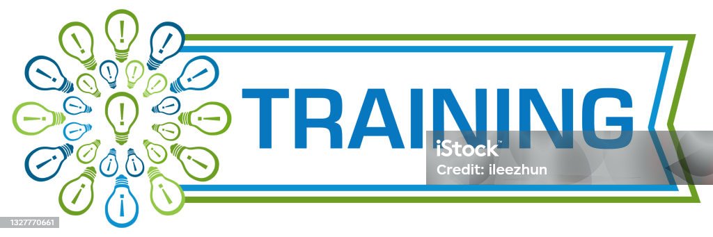 Blue Training Sign Training Green Blue Bulbs Circular Left Box Stock Illustration ...