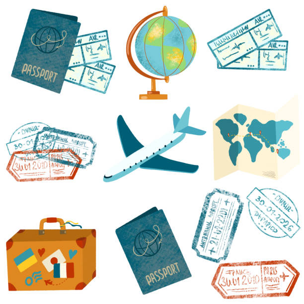 istock Set of travel and tourism elements, hand drawn isolated illustration on white background 1327776096