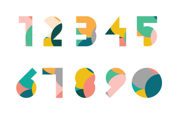 Colorful display numerals from 1 to 0 with overlapping circles pattern vector art illustration