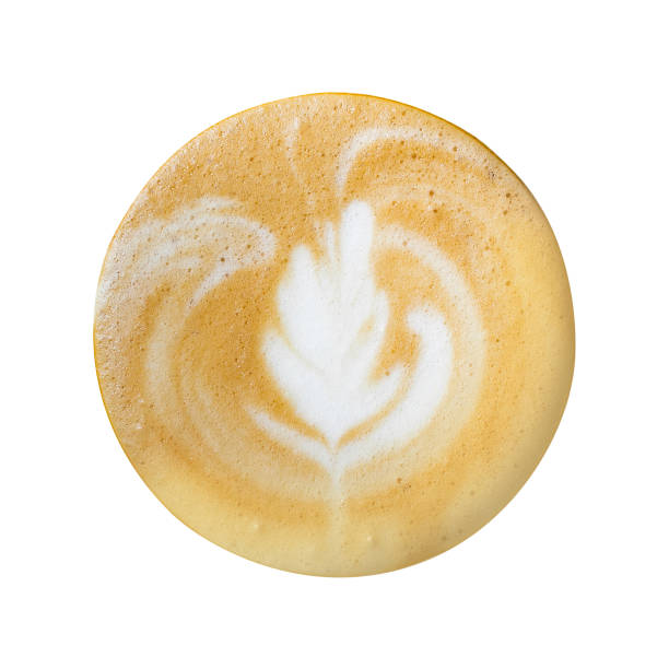 istock Top view. texture homemade coffee latte art on cup isolated white background. 1327780845
