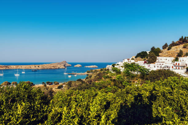 Beautiful seascape seen from Lindos, Greece
