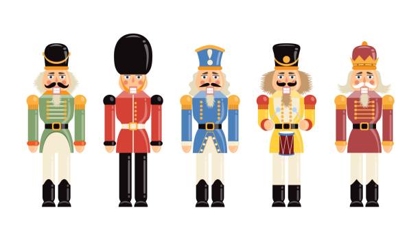 illustrazioni stock, clip art, cartoni animati e icone di tendenza di divertenti figurine soldati di vari periodi storici - nutcracker