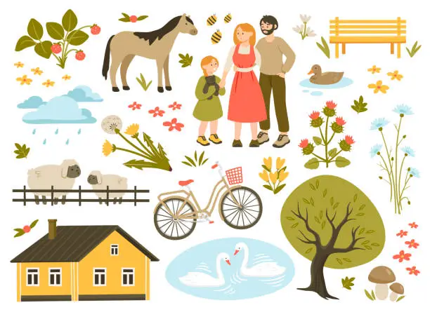 Vector illustration of People and family in nature.