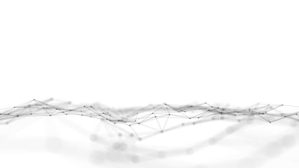 istock Connected black lines and dots on white background. 1327784663