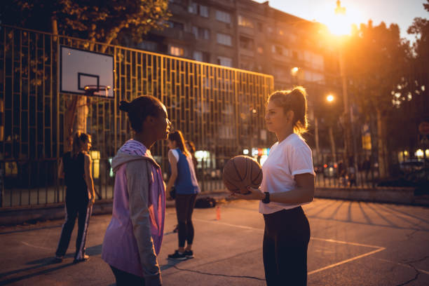 istock Having fun on basketball court 1327785470