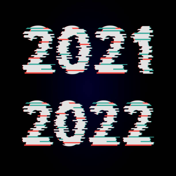 istock Happy New Year 2021 2022 Design Glitch Modern Design for Calendar, Invitations, Greeting Cards, Holidays Flyers or Prints. 1327793752