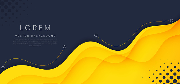 Banner web modern yellow and orange fluid shape on dark blue background with copy space for text. You can use for ad, poster, template, business presentation. Vector illustration