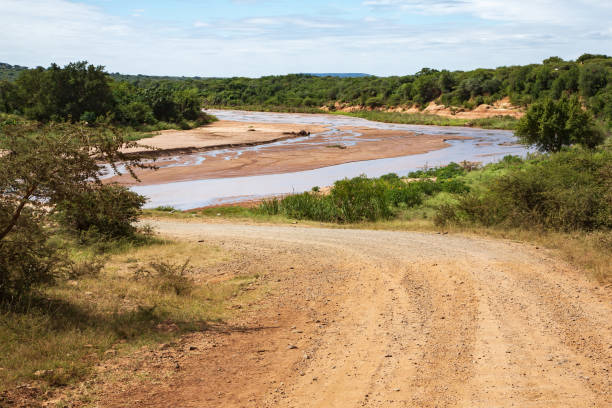 chemin de terre approchant de la rivière ngwavuma dans l’eswatini, swaziland - swaziland photos et images de collection
