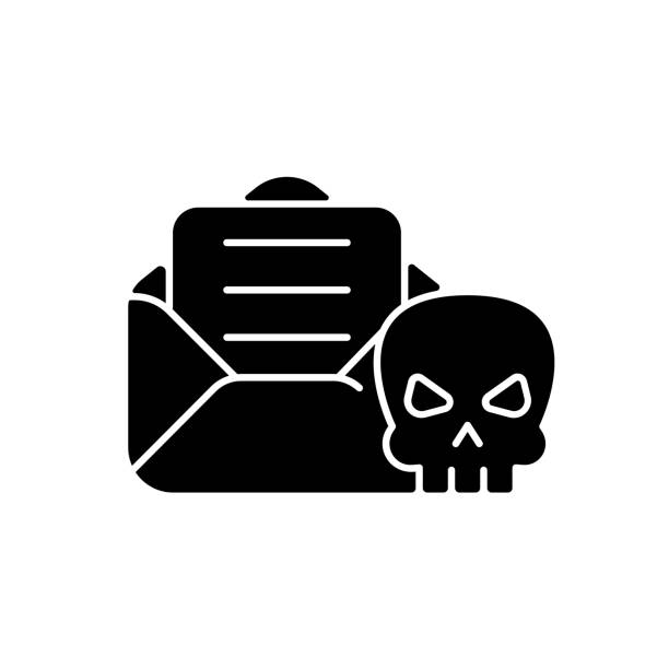 ilustraciones, imágenes clip art, dibujos animados e iconos de stock de icono de glifo negro de phishing de correo electrónico - spamfilter