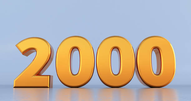 3d render of golden number 2000 on white background. gold two thousand