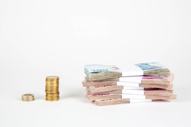 istock Turkish Lira Banknotes, Turkish paper currency 1327810963