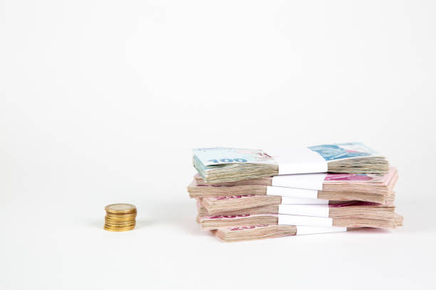 istock Turkish Lira Banknotes, Turkish paper currency 1327811656