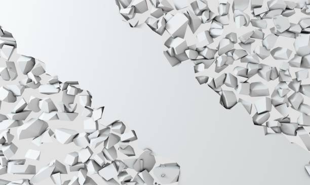 istock 3D rendering - white background simulating a hole in the wall. Broken stone banner. Background with vibrant color. Dynamic abstraction. 1327816337