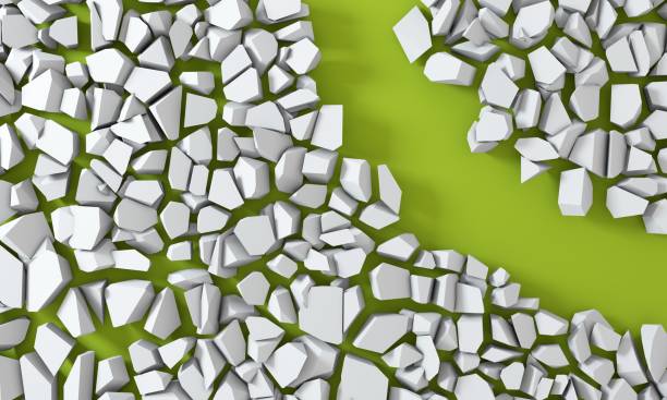 istock 3D rendering - white background simulating a hole in the wall. Broken stone banner. Background with vibrant color. Dynamic abstraction. 1327816369