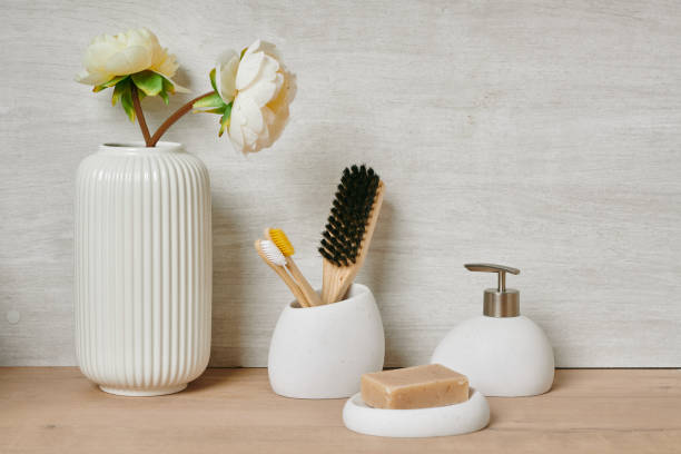 istock Group of bodycare items against white wall 1327818063