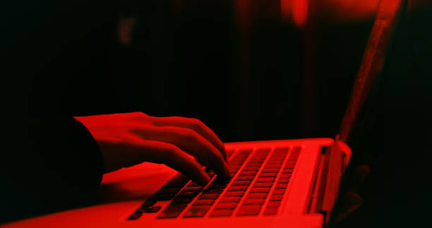 Shot of a hacker using a laptop I'm about to make the score of the century cracker stock pictures, royalty-free photos & images