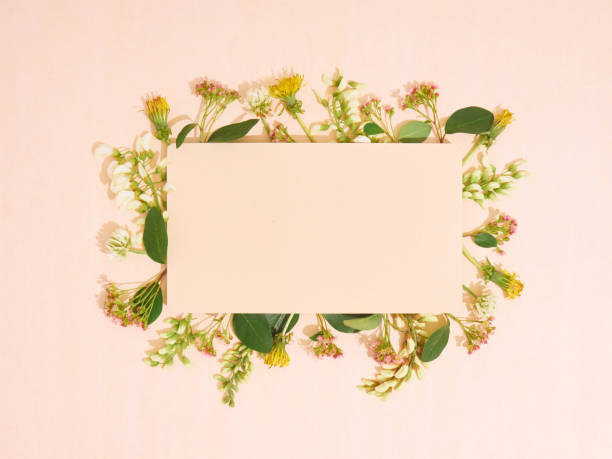 istock Composition with flowers and blank paper. 1327820976