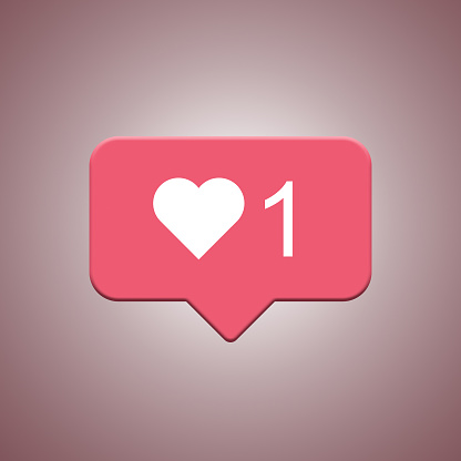 Instagram like notifications icon. Social media notification icon. Follow, comment, like icon. Heart. Social network app icon. 3d rendering.