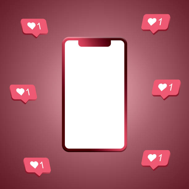 istock Phone with a clean screen and instagram like notifications around. Social media notification, icon. 3d render 1327822916