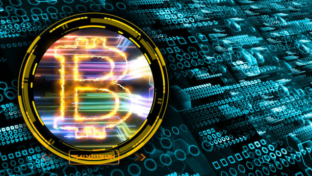 bitcoin algorithm quantum computer futuristic technology digital layer dimension holographic bitcoin algorithm quantum computer futuristic technology digital layer dimension holographic process and analysis for big data and abstract orange zone polygon background quantum photos stock pictures, royalty-free photos & images