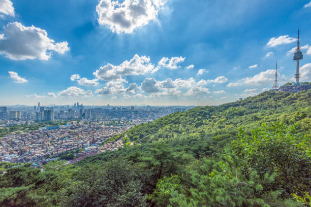 istock Namsan Park View Point and N Seoul Tower. 1327824623
