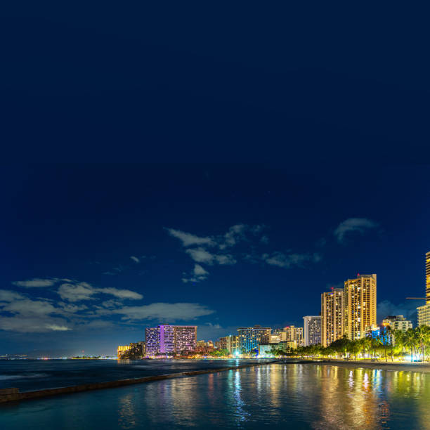 istock Waikiki Beach skyline - Oahu, Hawaii 1327829150