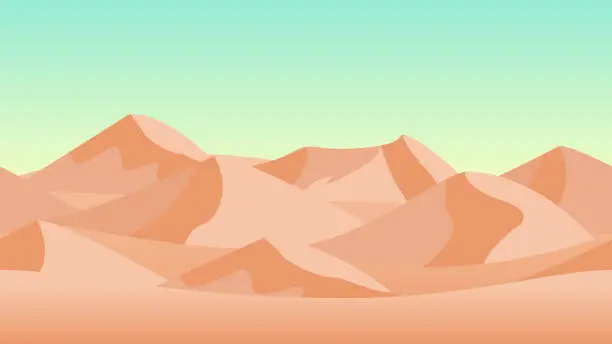 Vector illustration of Desert landscape background. with sand dunes