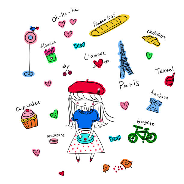 ilustrações, clipart, desenhos animados e ícones de viajar em paris - macaroon french culture dessert food