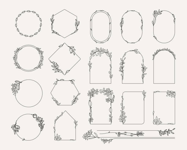 손으로 그린 일러스트 요소, 프레임 의 컬렉션 - ellipse stock illustrations