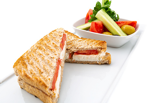 Toasted Sandwich with White Cheese and Tomatoes