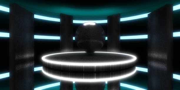 istock 3D abstract background with neon lights. .space construction . .3d illustration 1327846306