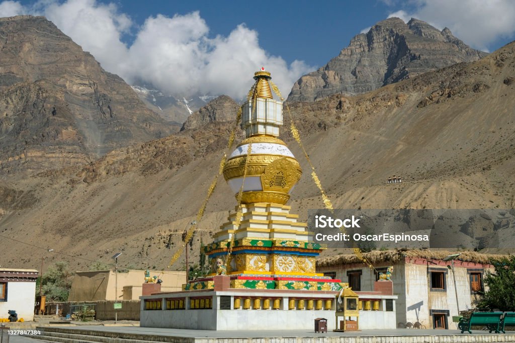Tabo in Himachal Pradesh, India Tabo, India - June 2021: Great stupa of the Tabo Monastery in Tabo village on July 1, 2021 in Spiti valley, Himachal Pradesh, India. Lahaul and Spiti District Stock Photo
