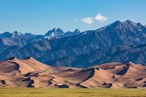 The Great Sand Dunes National Park make an unusual foreground to Colorado's Sangre de Cristo Mountains.