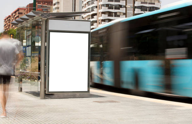 istock Billboard  in the city center , with bus in motion 1327856513