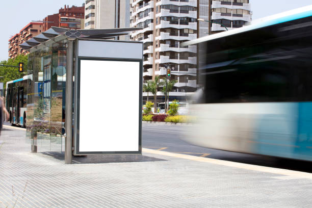 istock Billboard  in the city center , with bus in motion 1327856517