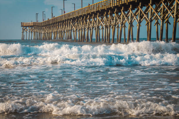 Surf City pier on Topsail Island Surf City pier on Topsail Island man made structure stock pictures, royalty-free photos & images