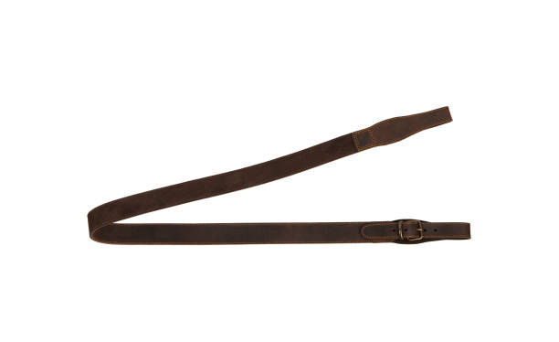 istock Shotgun strap. Leather belt with metal buckle. Isolate on a white background. 1327860261