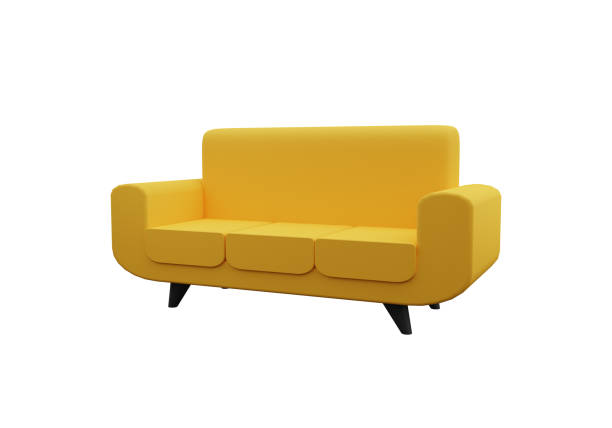 istock Yellow sofa 3d illustration isolated on white background. Isolated sofa 3d illustration. 1327862969