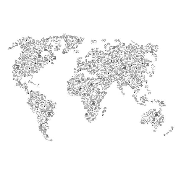 istock World map from black pattern set icons of SEO analysis concept or development, business. Vector illustration. 1327863020