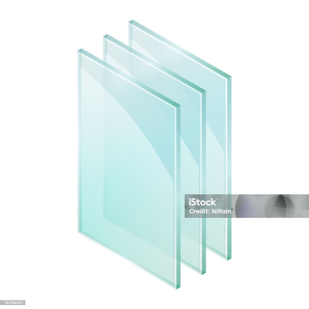 Vector Illustration Sheets Of Window Glass Isolated On White Background  Realistic Glass Sheets Icon Isometric Illustration Shiny Plates Of  Industrial Tempered Glass Triple Glazed Window Pane Stock Illustration -  Download Image Now 