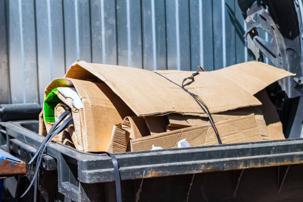 istock The old cardboard rolled into a roll lies in a trash can. 1327865752