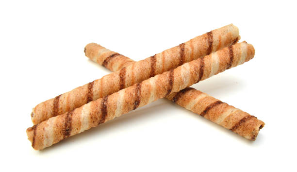 istock Wafer roll with chocolate and cocoa coating on a white background 1327865759
