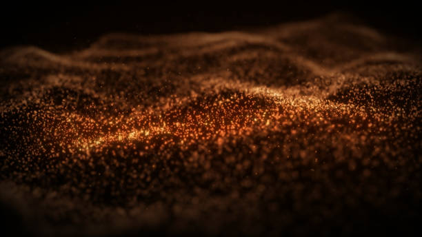 istock Abstract flowing smooth surface, fractal waves background from blinking particles. Grid, mesh of dots 1327868414