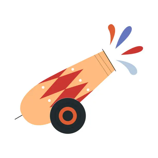 Vector illustration of Cute circus cannon firing colorful paint