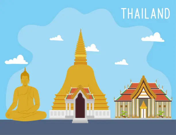 Vector illustration of three thailand icons