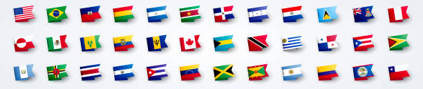 vector illustration giant flag set of south and north america - argentina honduras 幅插畫檔、美工圖案、卡通及圖標